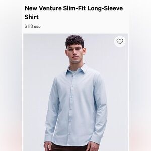 Lululemon New Venture Long Sleeve Button Up Shirt Men’s Medium